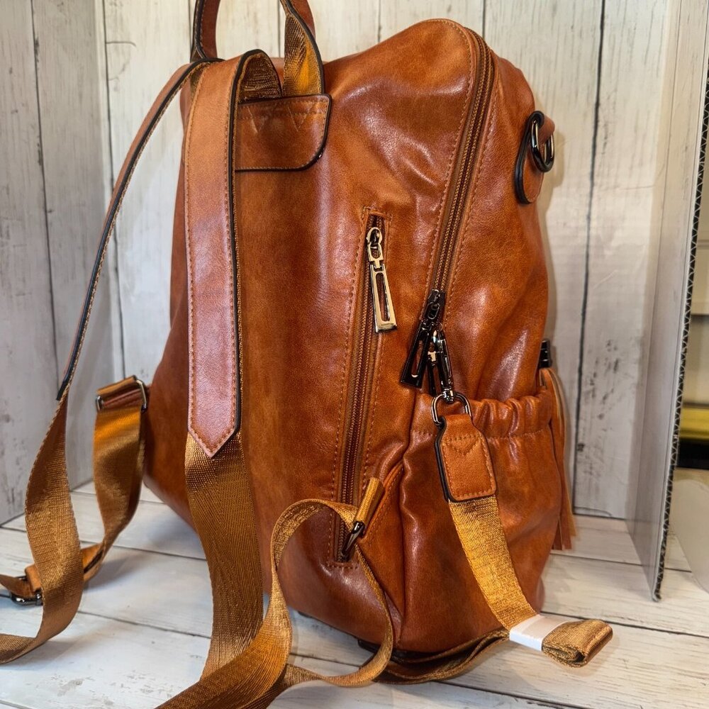 CLUCI Greene Women's Large PU Leather Backpack Purse For Commuting Oil Wax NWOT - Picture 6 of 13